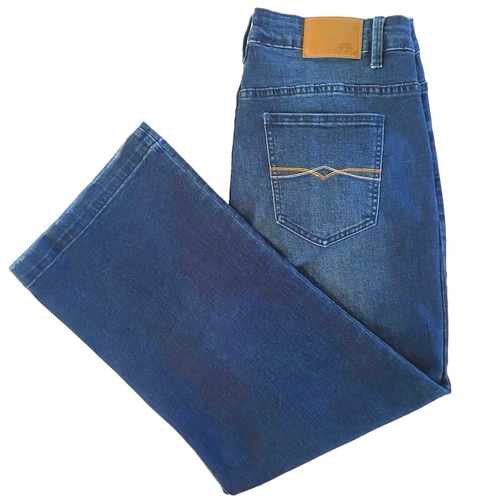 LUUKSE Wide Leg High Rise Jeans Size 16 Darker Wash Denim w Rainbow Pocket Plus - Picture 5 of 12